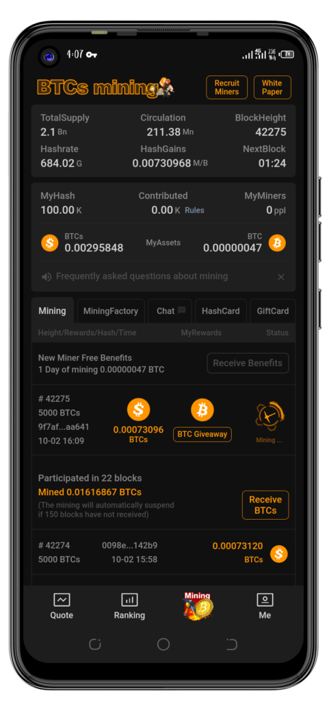 Btcs coin mining app