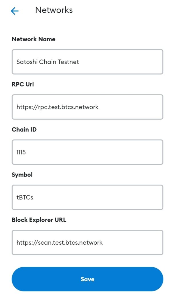 Satoshi Chain Testnet