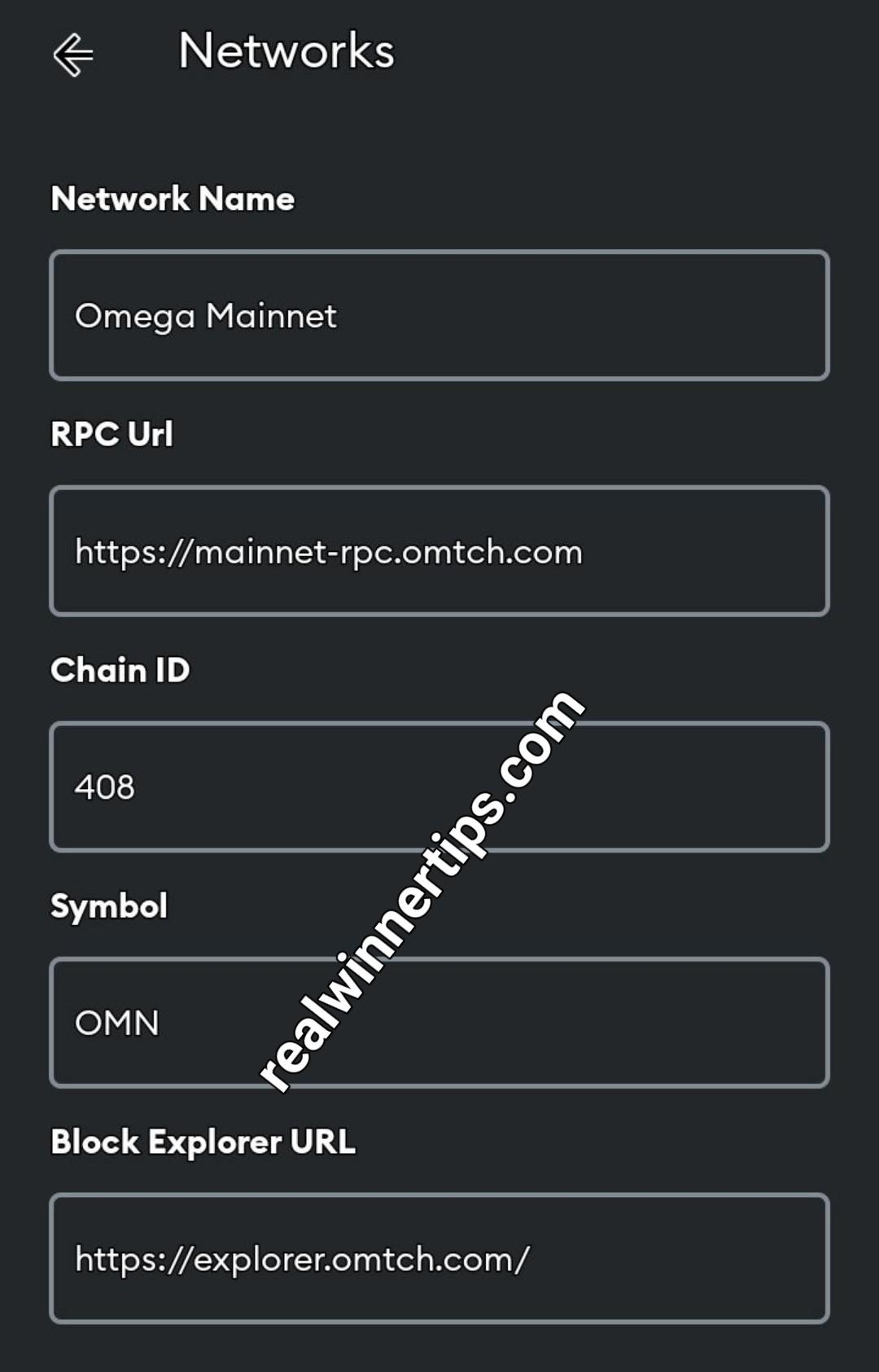 Add Omega network Mainnet on metamask 