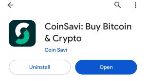 Image showing Coinsavi exchange app on Google playstore