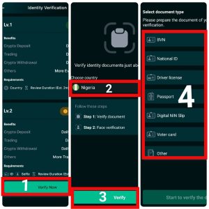 Screenshot photo on how to complete Kyc identity verification on Coinsavi exchange for level 2