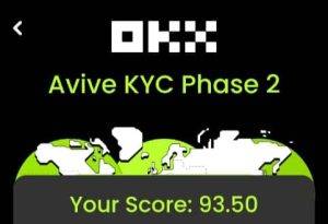avive kyc score of 90 - 100 token distribution percentage